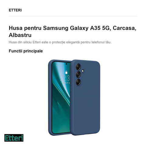 Husa Etteri Silicone pentru Samsung Galaxy A35 5G, Carcasa, Albastru [1]