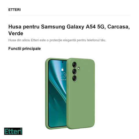 Husa Etteri Silicone pentru Samsung Galaxy A54 5G, Carcasa, Verde [1]