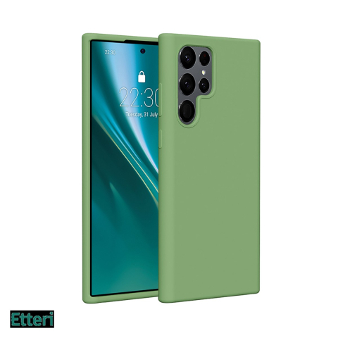 Huse telefoane - Husa Etteri Silicone pentru Samsung Galaxy S22 Ultra 5G, Carcasa, Verde