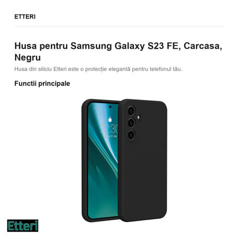 Husa Etteri Silicone pentru Samsung Galaxy S23 FE, Carcasa, Negru [1]
