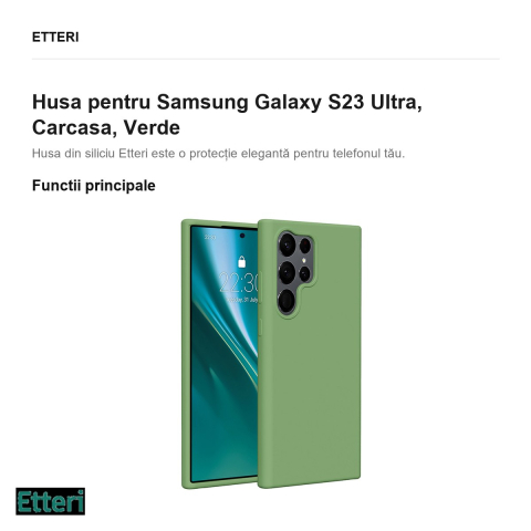 Husa Etteri Silicone pentru Samsung Galaxy S23 Ultra, Carcasa, Verde [1]