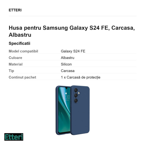 Husa Etteri Silicone pentru Samsung Galaxy S24 FE, Carcasa, Albastru [2]