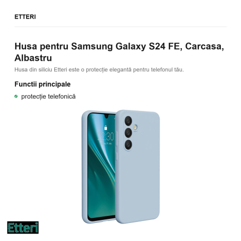 Husa Etteri Silicone pentru Samsung Galaxy S24 FE, Carcasa, Albastru [1]
