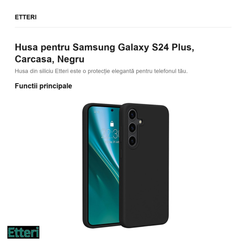 Husa Etteri Silicone pentru Samsung Galaxy S24 Plus, Carcasa, Negru [1]