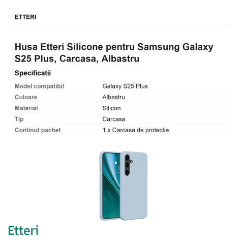 Husa Etteri Silicone pentru Samsung Galaxy S25 Plus, Carcasa, Albastru [2]