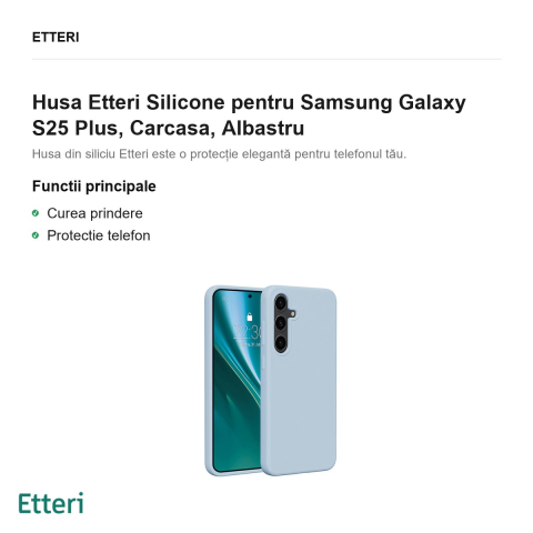 Husa Etteri Silicone pentru Samsung Galaxy S25 Plus, Carcasa, Albastru [1]