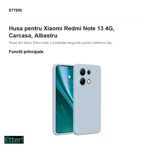 Husa Etteri Silicone pentru Xiaomi Redmi Note 13 4G, Carcasa, Albastru [1]