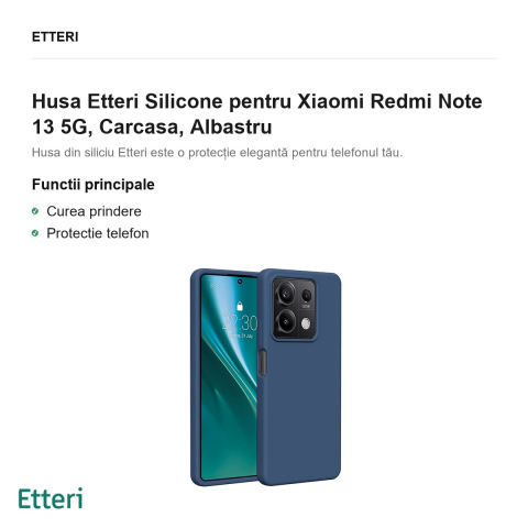 Husa Etteri Silicone pentru Xiaomi Redmi Note 13 5G, Carcasa, Albastru [1]