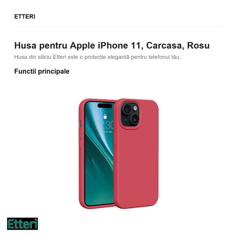 Husa Etteri Silicone raspberry pentru Apple iPhone 11, Carcasa, Rosu [1]