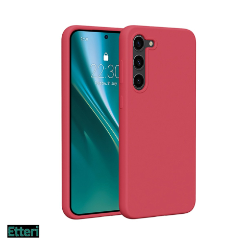 Huse telefoane - Husa Etteri Silicone raspberry pentru Samsung Galaxy S23 Plus, Carcasa, Rosu