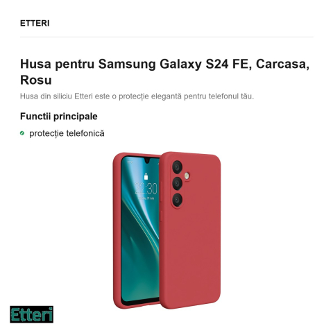 Husa Etteri Silicone raspberry pentru Samsung Galaxy S24 FE, Carcasa, Rosu [1]