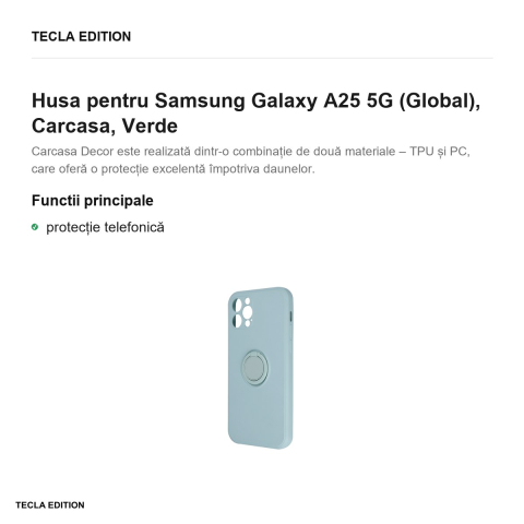 Husa Finger Grip pentru Samsung Galaxy A25 5G (Global), Carcasa magnetica, Verde [1]