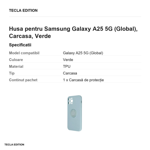 Husa Finger Grip pentru Samsung Galaxy A25 5G (Global), Carcasa magnetica, Verde [2]
