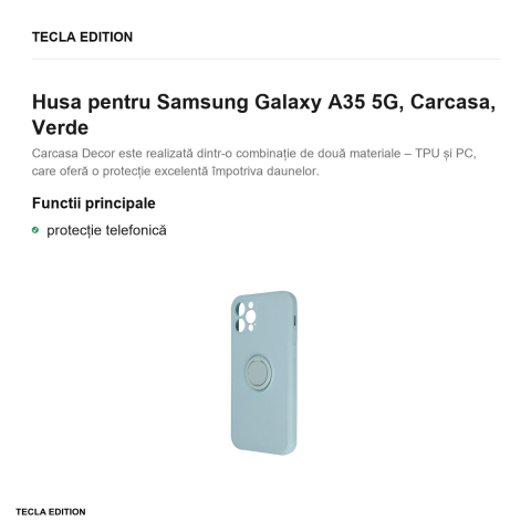 Husa Finger Grip pentru Samsung Galaxy A35 5G, Carcasa magnetica, Verde [1]