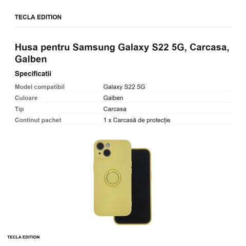 Husa Finger Grip pentru Samsung Galaxy S22 5G, Carcasa, Galben [2]
