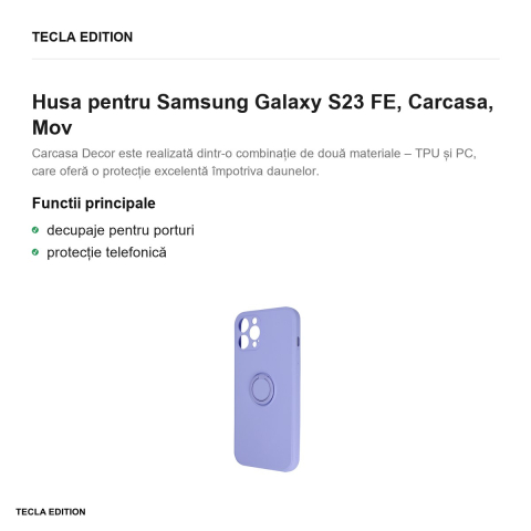 Husa Finger Grip pentru Samsung Galaxy S23 FE, Carcasa magnetica, Mov [1]