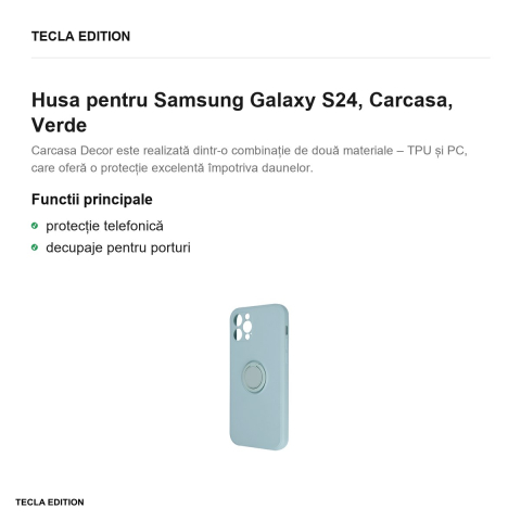 Husa Finger Grip pentru Samsung Galaxy S24, Carcasa, Verde [1]