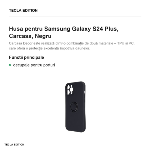 Husa Finger Grip pentru Samsung Galaxy S24 Plus, Carcasa, Negru [1]