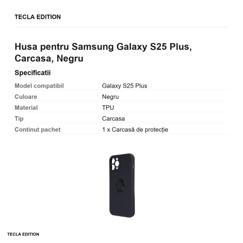 Husa Finger Grip pentru Samsung Galaxy S25 Plus, Carcasa, Negru [2]