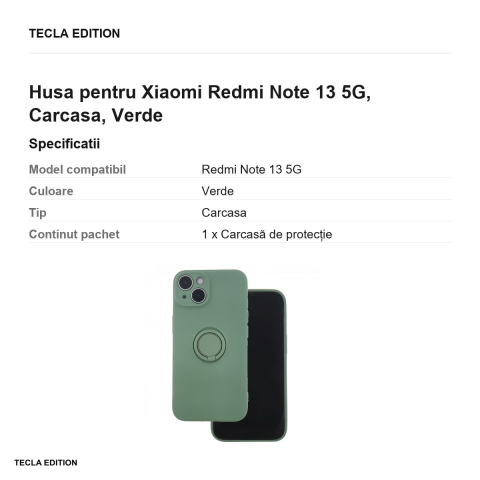Husa Finger Grip pentru Xiaomi Redmi Note 13 5G, Carcasa, Verde [2]
