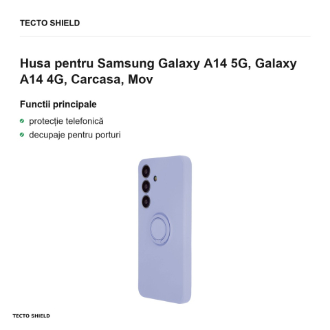 Husa Finger Ring pentru Samsung Galaxy A14 5G, Galaxy A14 4G, Carcasa, Mov [1]