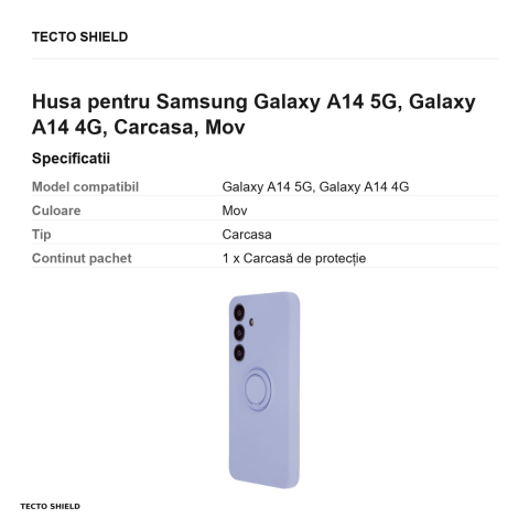 Husa Finger Ring pentru Samsung Galaxy A14 5G, Galaxy A14 4G, Carcasa, Mov [2]