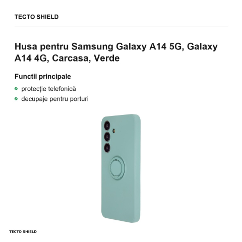 Husa Finger Ring pentru Samsung Galaxy A14 5G, Galaxy A14 4G, Carcasa, Verde [1]