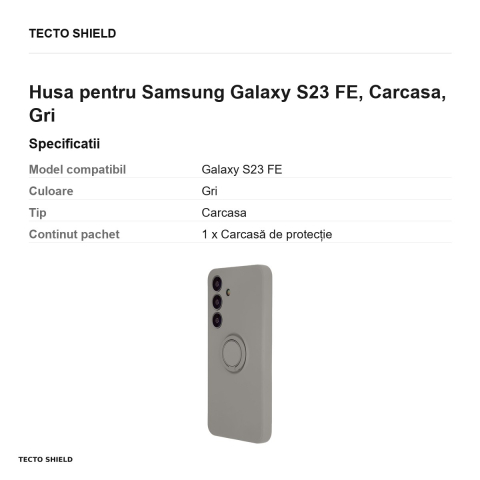 Husa Finger Ring pentru Samsung Galaxy S23 FE, Carcasa, Gri [2]