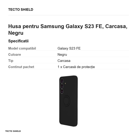 Husa Finger Ring pentru Samsung Galaxy S23 FE, Carcasa, Negru [2]