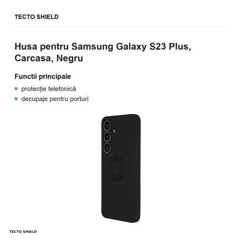 Husa Finger Ring pentru Samsung Galaxy S23 Plus, Carcasa, Negru [1]