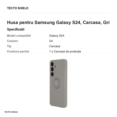 Husa Finger Ring pentru Samsung Galaxy S24, Carcasa, Gri [2]