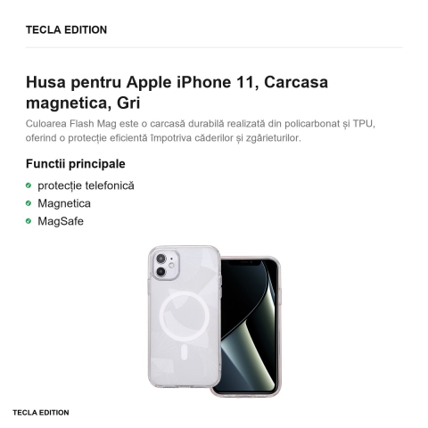 Husa Flash Mag pentru Apple iPhone 11, Carcasa magnetica, Gri [1]
