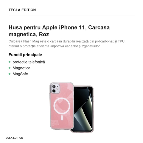 Husa Flash Mag pentru Apple iPhone 11, Carcasa magnetica, Roz [1]