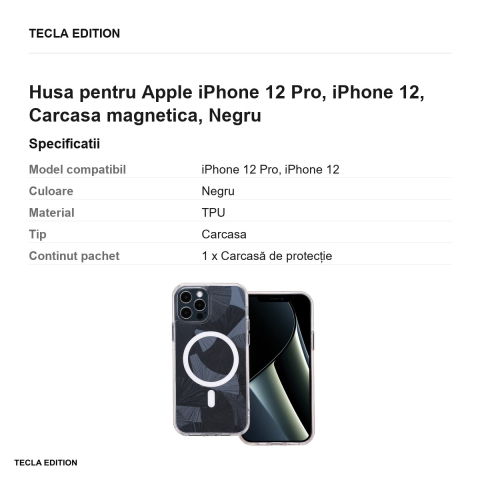 Husa Flash Mag pentru Apple iPhone 12 Pro, iPhone 12, Carcasa magnetica, Negru [2]