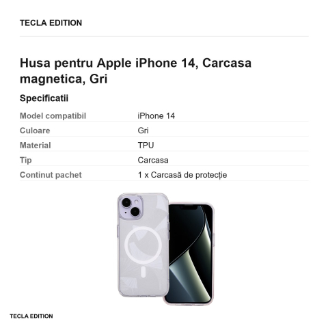 Husa Flash Mag pentru Apple iPhone 14, Carcasa magnetica, Gri [2]