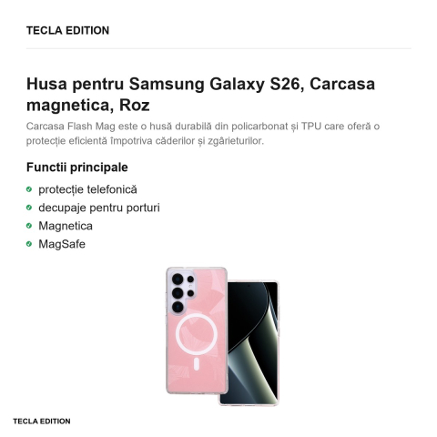 Husa Flash Mag pentru Samsung Galaxy S26, Carcasa magnetica, Roz [1]