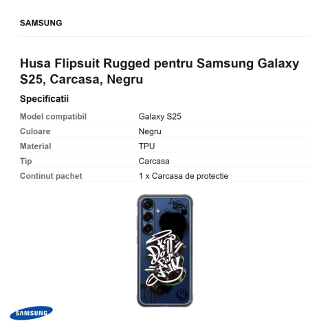 Husa Flipsuit Rugged pentru Samsung Galaxy S25, Carcasa, Negru [2]