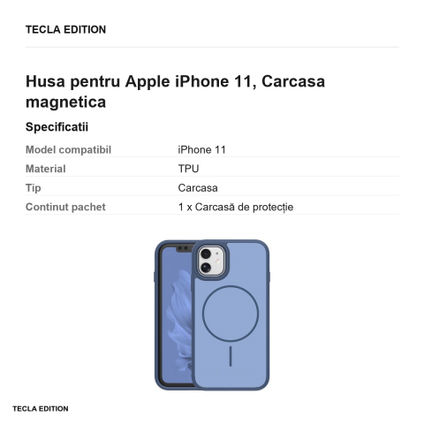 Husa Frame Thin Mag pentru Apple iPhone 11, Carcasa magnetica, Albastru inchis [2]