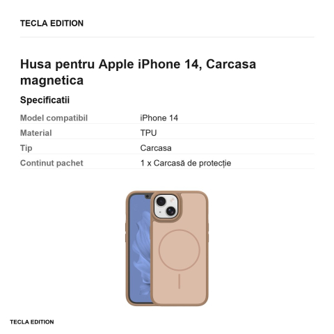 Husa Frame Thin Mag pentru Apple iPhone 14, Carcasa magnetica, Maro [2]