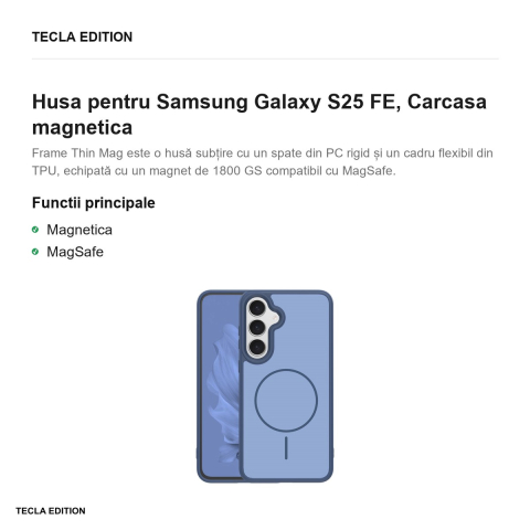 Husa Frame Thin Mag pentru Samsung Galaxy S25 FE, Carcasa magnetica, Albastru inchis [1]