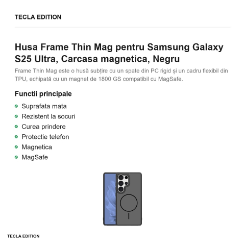 Husa Frame Thin Mag pentru Samsung Galaxy S25 Ultra, Carcasa magnetica, Negru [1]
