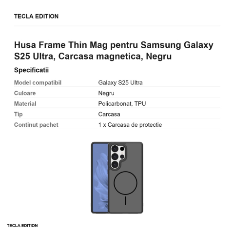 Husa Frame Thin Mag pentru Samsung Galaxy S25 Ultra, Carcasa magnetica, Negru [2]