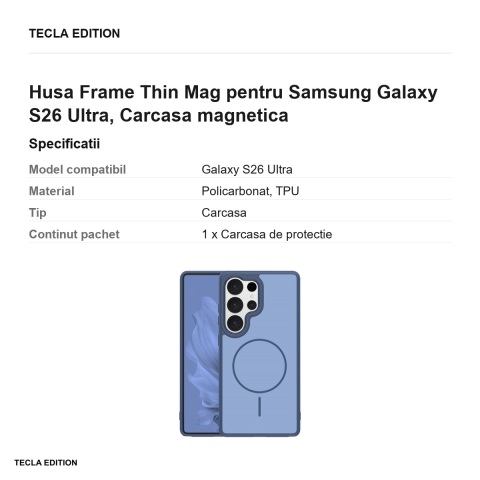Husa Frame Thin Mag pentru Samsung Galaxy S26 Ultra, Carcasa magnetica, Albastru inchis [2]