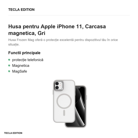 Husa Frozen Mag pentru Apple iPhone 11, Carcasa magnetica, Gri [1]