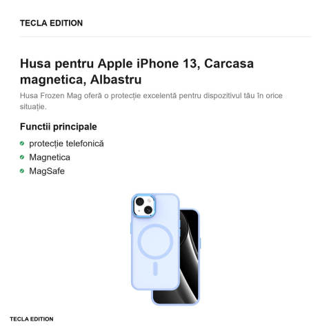 Husa Frozen Mag pentru Apple iPhone 13, Carcasa magnetica, Albastru [1]