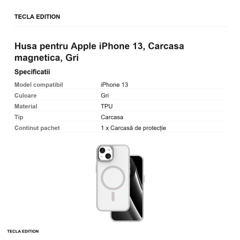 Husa Frozen Mag pentru Apple iPhone 13, Carcasa magnetica, Gri [2]