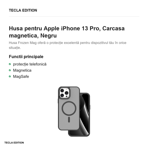 Husa Frozen Mag pentru Apple iPhone 13 Pro, Carcasa magnetica, Negru [1]