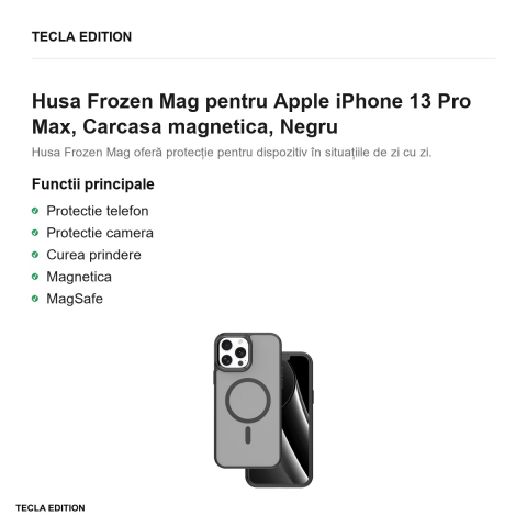 Husa Frozen Mag pentru Apple iPhone 13 Pro Max, Carcasa magnetica, Negru [1]
