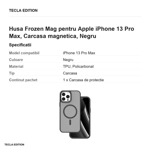 Husa Frozen Mag pentru Apple iPhone 13 Pro Max, Carcasa magnetica, Negru [2]