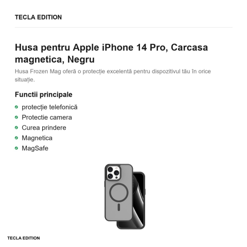 Husa Frozen Mag pentru Apple iPhone 14 Pro, Carcasa magnetica, Negru [1]